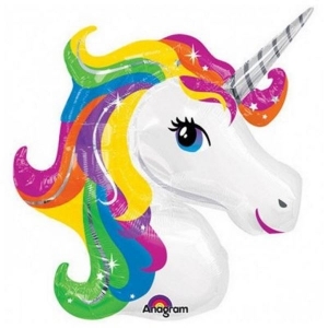 Rainbow Unicorn Head Supershape | 83cm x 73cm