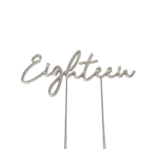 Eighteen Metal Cake Topper | Silver