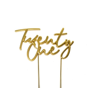 Twenty-One Metal Cake Topper | Gold