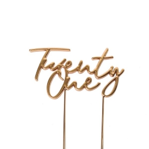 Twenty-One Metal Cake Topper | Rose Gold