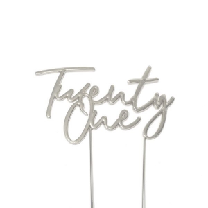 Twenty-One Metal Cake Topper | Silver