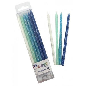 Slim Glitter Candles | Blue