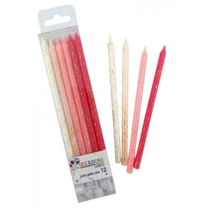 Slim Glitter Candles | Pink