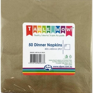 Disposable Dinner Napkins | Metallic Gold | 50 Pack