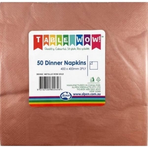 Disposable Dinner Napkins | Metallic Rose Gold | 50 Pack