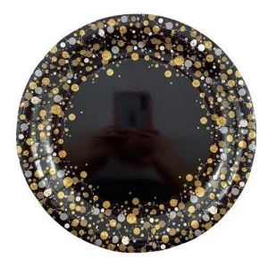 Paper Dinner Plate | Black Sparkling Fizz | 8 pack