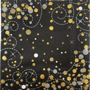Paper Napkin | Black Sparkling Fizz | 16 pack