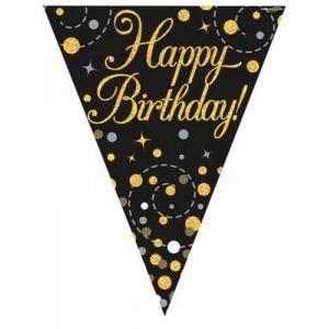 Happy Birthday Bunting | Black & Gold