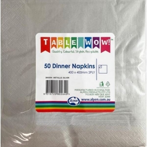 Disposable Dinner Napkins | Metallic Silver | 50 Pack