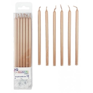 Metallic Slim Candles | Rose Gold