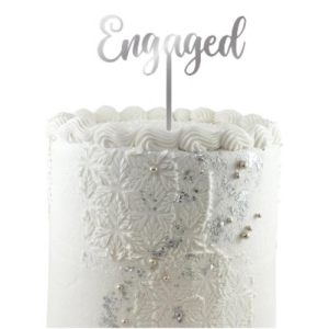 Engaged Cake Topper | Silver