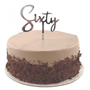 Sixty Acrylic Cake Topper | Silver