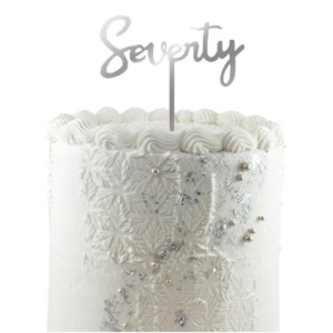 Seventy Acrylic Cake Topper | Silver