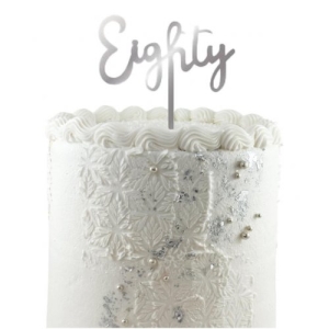 Eighty Acrylic Cake Topper | Silver