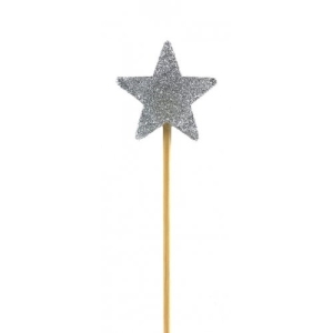 Glitter Star Long Stem Candle | Silver
