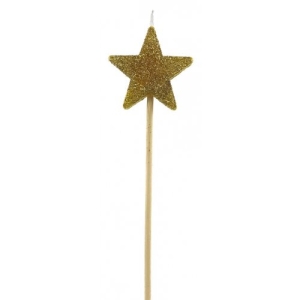 Glitter Star Long Stem Candle | Gold