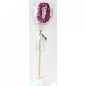 Number 0 Glitter Long Stem Candle | Available in Silver Gold Pink or Blue