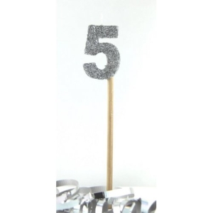 Number5 Glitter Long Stem Candle | Available in Silver Gold Pink or Blue