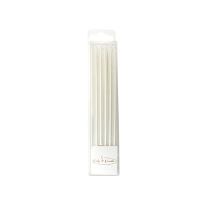 Metallic Slim Candles | White