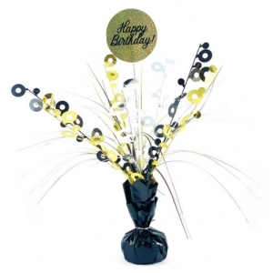 Table Centrepiece |Happy Birthday |Black & Gold