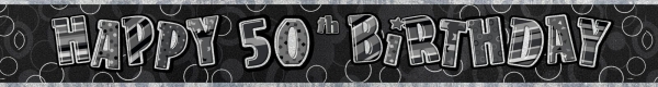 Glitz 50th Birthday black/silver banner