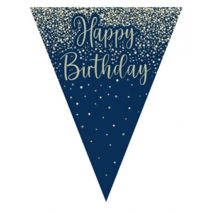 Happy Birthday Bunting | Navy & Gold